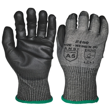 Couper résistant ANSI A5 Niveau de coupe Coup Work Pu Gants PU